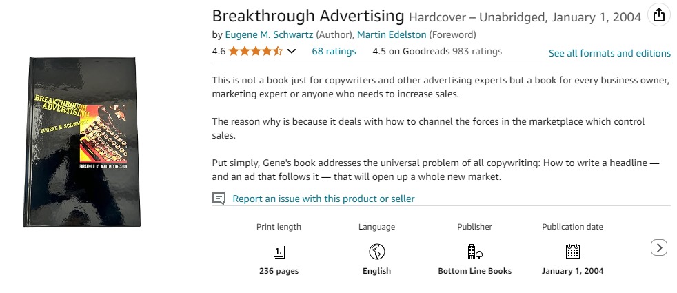 Eugene Schwartz, Breakthrough Advertising en Amazon