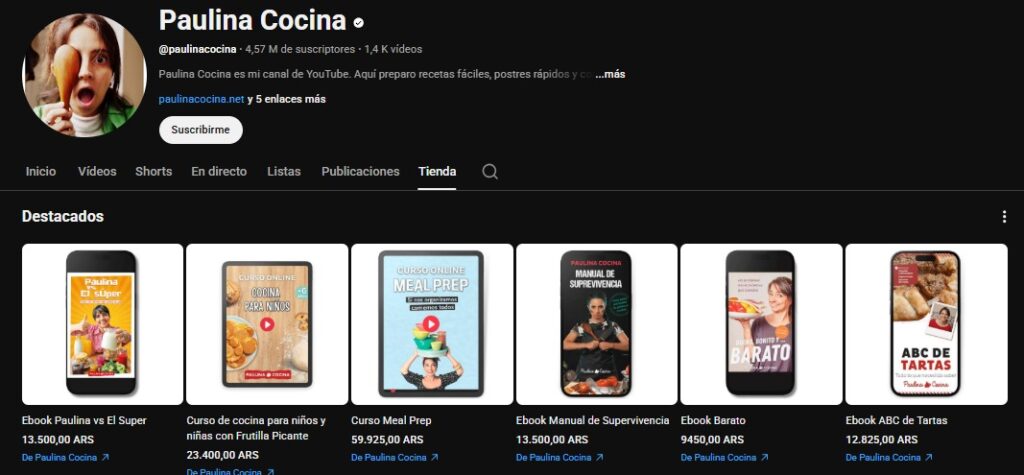 Paulina Cocina vende en YouTube